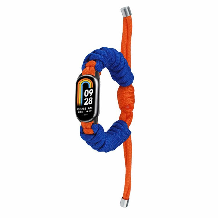 For Xiaomi Smart Band 9 NFC / 9 / 8 NFC / 8 Watch Band Braided Rope Bracelet - Orange+Sapphire