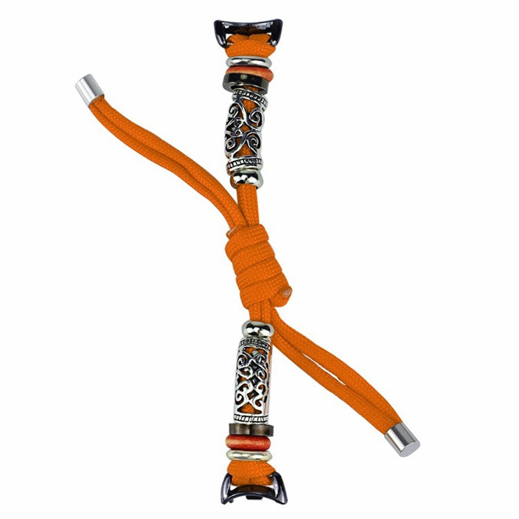 For Xiaomi Smart Band 9 NFC / 9 / 8 NFC / 8 Beads Braided Watch Strap Adjustable Wrist Band Bracelet - Orange