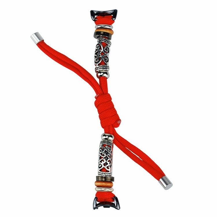 For Xiaomi Smart Band 9 NFC / 9 / 8 NFC / 8 Beads Braided Watch Strap Adjustable Wrist Band Bracelet - Red