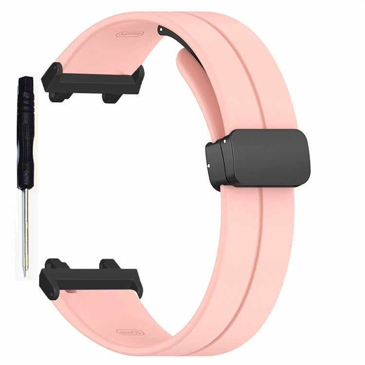 For Huami Amazfit T-Rex 2 Silicone Watch Band Magnetic Folding Buckle Wrist Strap - Pink