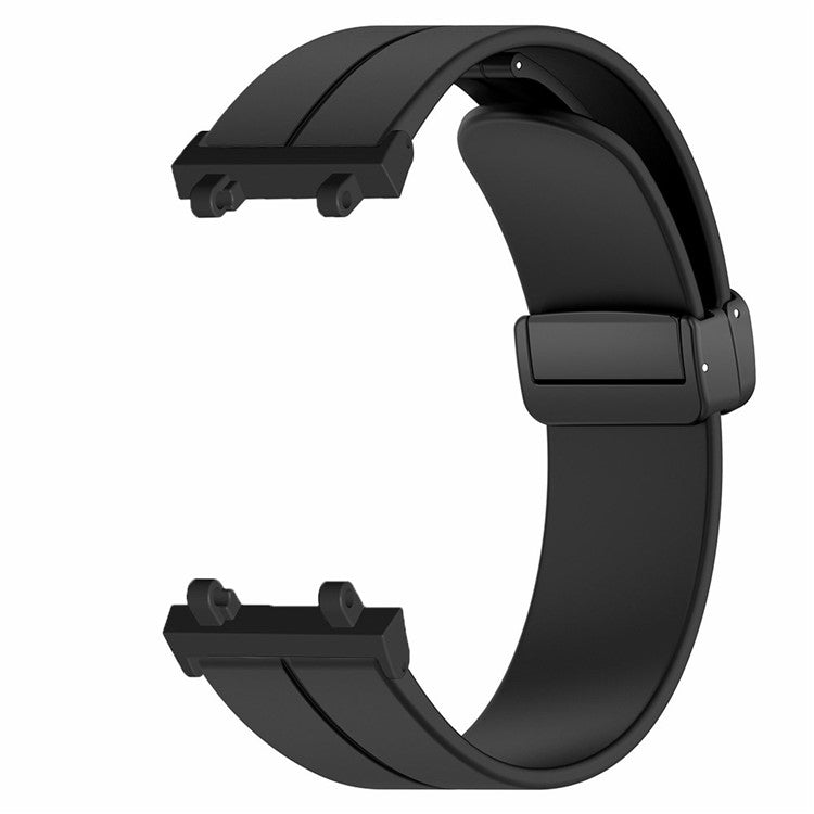 For Huami Amazfit T-Rex 2 Silicone Watch Band Magnetic Folding Buckle Wrist Strap - Black