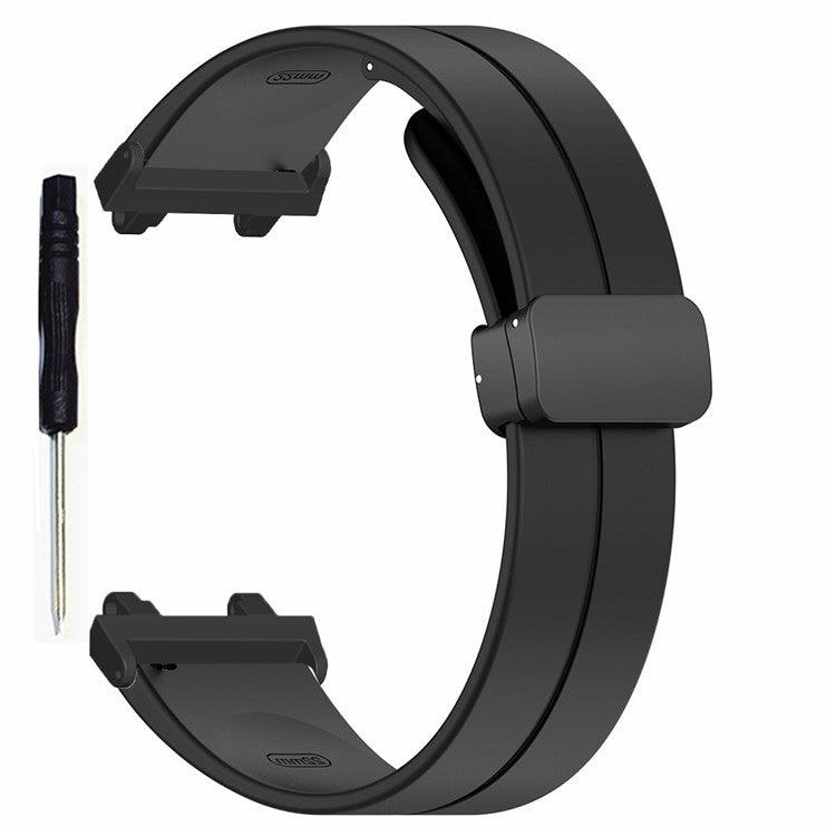 For Huami Amazfit T-Rex 2 Silicone Watch Band Magnetic Folding Buckle Wrist Strap - Black