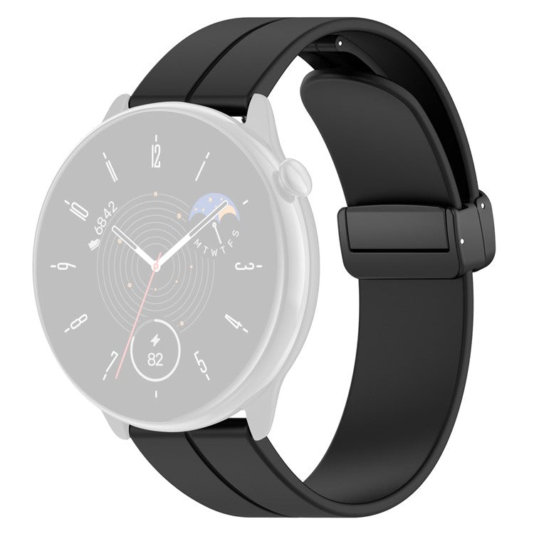 For Huami Amazfit GTR Mini / GTS 4 / 3 / 2 / Bip 3 Watch Band Magnetic Folding Buckle 20mm Silicone Strap - Black