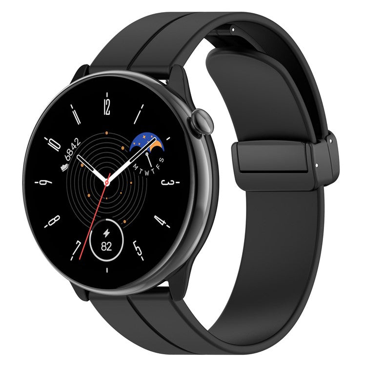 For Huami Amazfit GTR Mini / GTS 4 / 3 / 2 / Bip 3 Watch Band Magnetic Folding Buckle 20mm Silicone Strap - Black