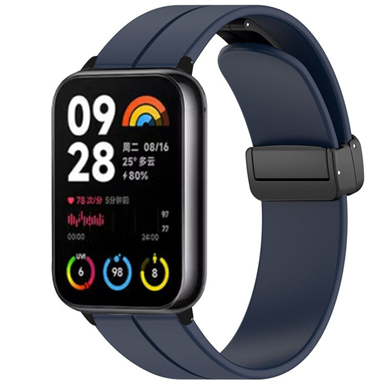 For Xiaomi Smart Band 8 Pro Silicone Watch Strap Wristband with Magnetic Folding Buckle - Midnight Blue