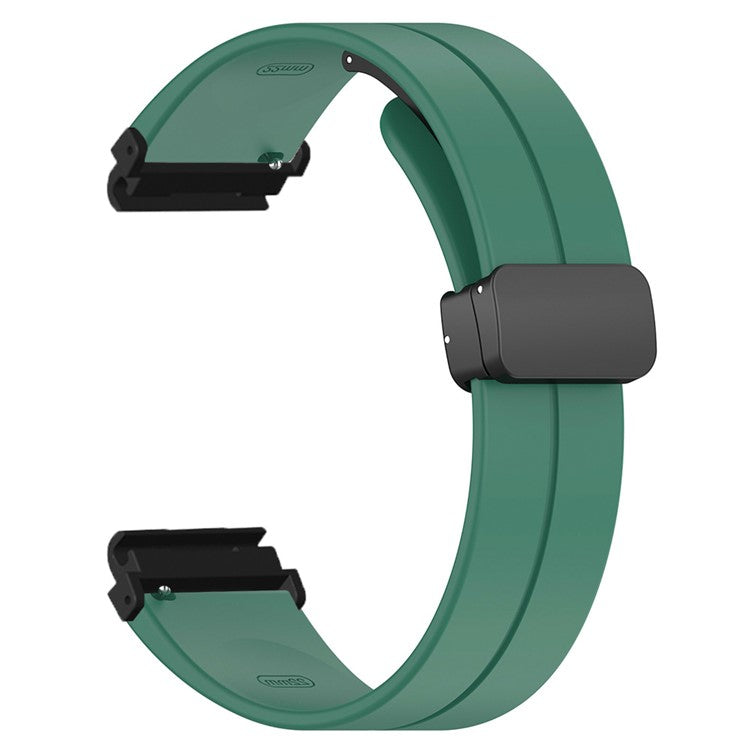 For Garmin Fenix 7 / 6 / 5 / Huami Amazfit Falcon Silicone Watch Band Magnetic Buckle Strap with 22mm PC Connector - Army Green