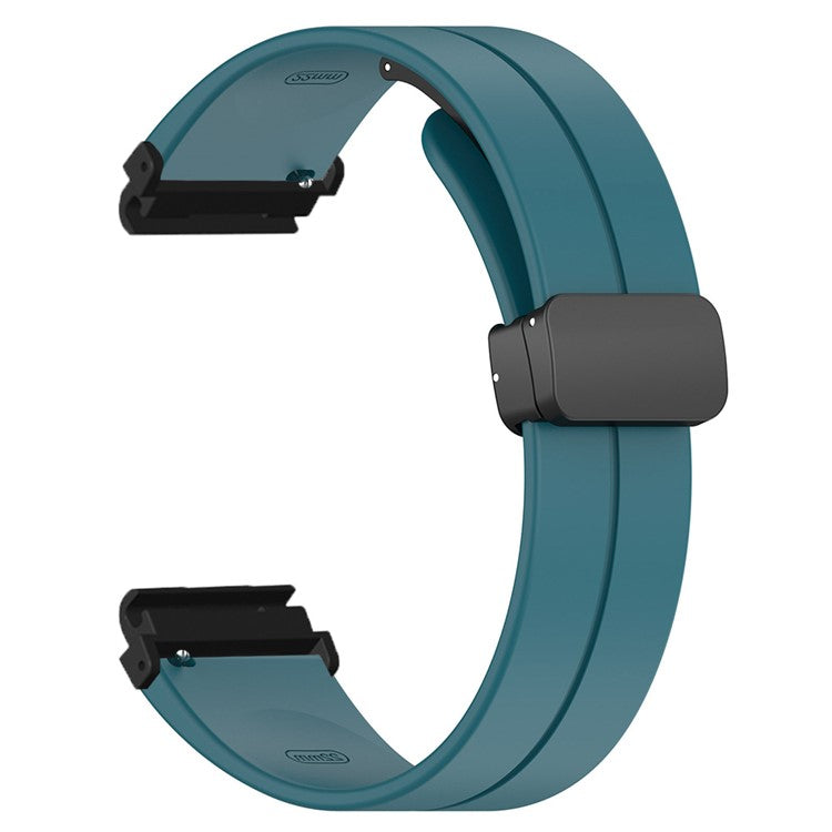 For Garmin Fenix 7 / 6 / 5 / Huami Amazfit Falcon Silicone Watch Band Magnetic Buckle Strap with 22mm PC Connector - Rock Cyan
