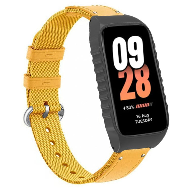 For Xiaomi Smart Band 8 Active / Redmi Smart Band 2 Strap Nylon Canvas Woven Watch Bands - Yellow