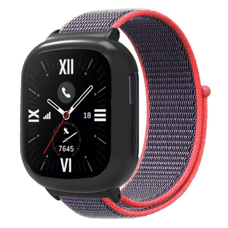 For Honor Watch 4 Strap Adjustable Nylon Sport Watch Bands with Watch Case - Bright Pink