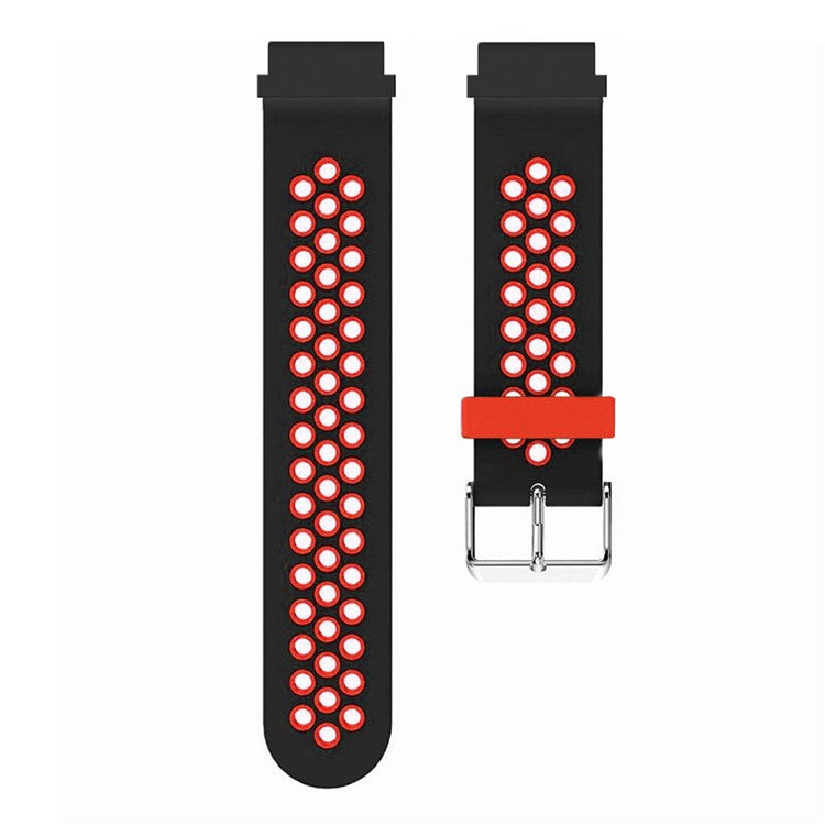 For Huami Amazfit Falcon / Garmin Fenix 7 / 6 / 5 Dual Color Watch Band Silicone Strap with 22mm PC Connector - Black+Red