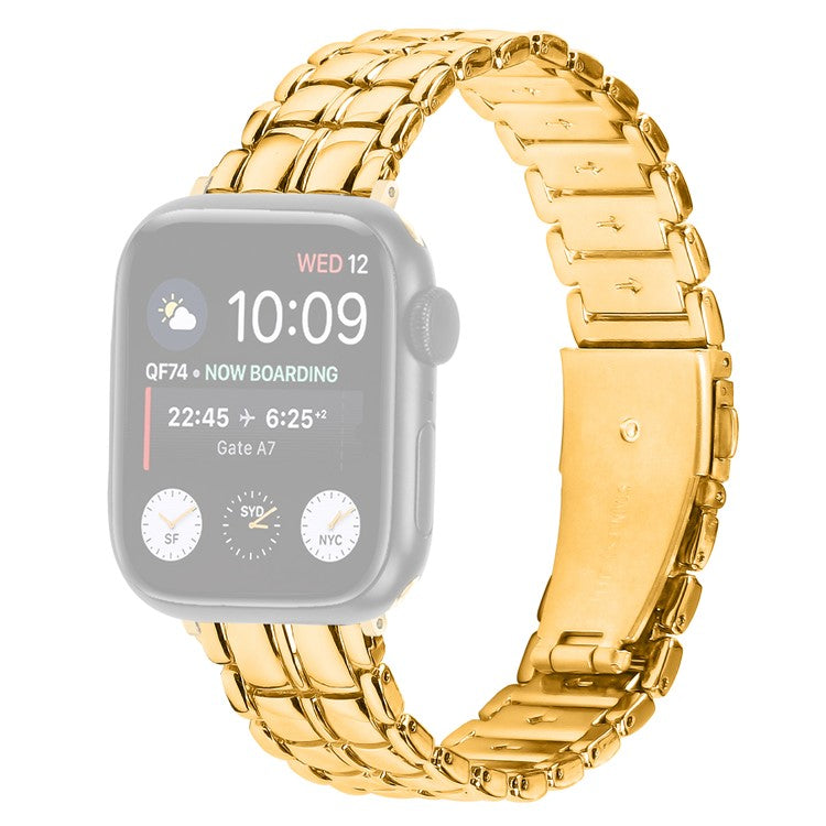 For Apple Watch Series 10 46mm / Ultra 2 Ultra 49mm / Series 9 8 7 45mm / 6 5 4 SE (2023) SE (2022) SE 44mm / 3 2 1 42mm Metal Watch Band Wrist Strap - Gold