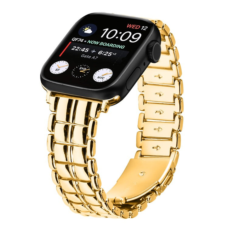 For Apple Watch Series 10 46mm / Ultra 2 Ultra 49mm / Series 9 8 7 45mm / 6 5 4 SE (2023) SE (2022) SE 44mm / 3 2 1 42mm Metal Watch Band Wrist Strap - Gold