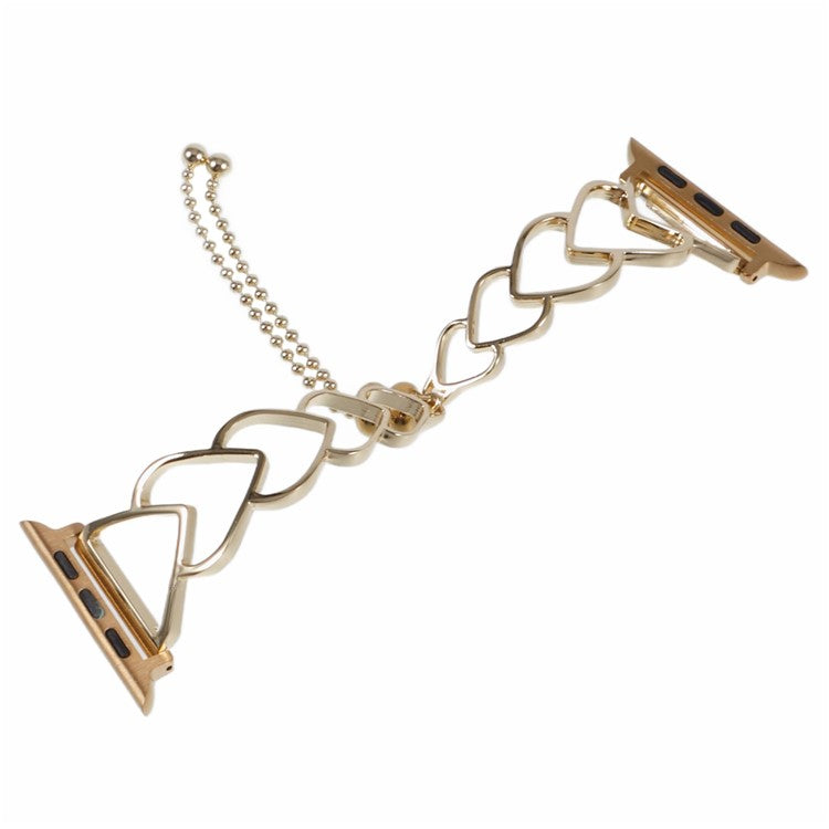 Watch Strap for Apple Watch Series 10 42mm / 9 8 7 41mm / SE (2023) SE (2022) SE 6 5 4 40mm / 3 2 1 38mm Heart Shape Steel Watch Band - Gold
