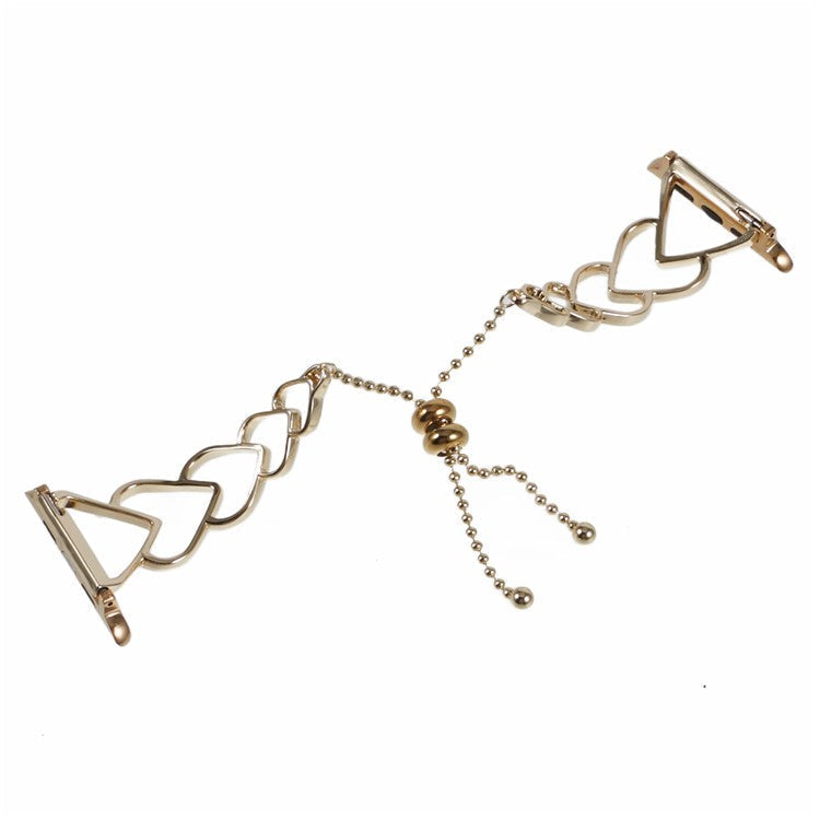 Watch Strap for Apple Watch Series 10 42mm / 9 8 7 41mm / SE (2023) SE (2022) SE 6 5 4 40mm / 3 2 1 38mm Heart Shape Steel Watch Band - Gold