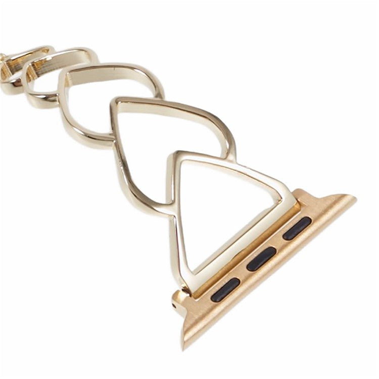 Watch Strap for Apple Watch Series 10 42mm / 9 8 7 41mm / SE (2023) SE (2022) SE 6 5 4 40mm / 3 2 1 38mm Heart Shape Steel Watch Band - Gold