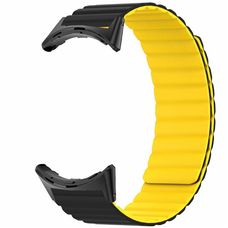 For Google Pixel Watch / Pixel Watch 2 Magnetic Watch Band Adjustable Silicone Wrist Strap - Black+Yellow