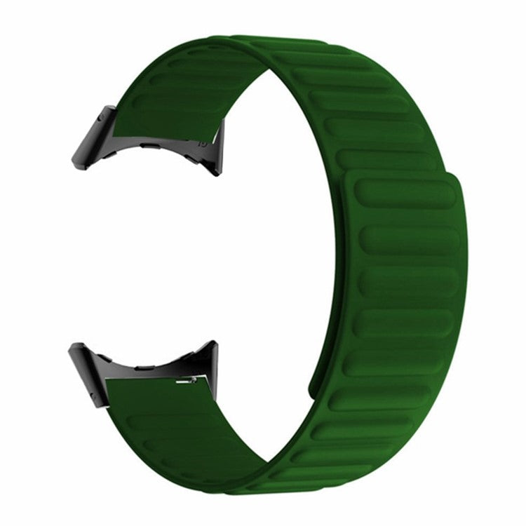 For Google Pixel Watch / Pixel Watch 2 Magnetic Watch Band Adjustable Silicone Wrist Strap - Army+Green