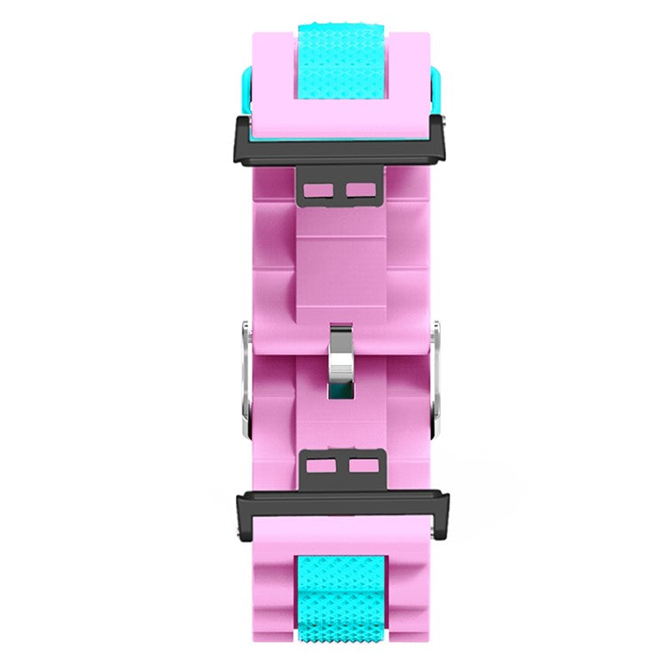 For Huawei Watch Fit / Watch Fit Special Edition Watch Band Dual Color Wave Design Silicone Strap - Pink+Teal Green