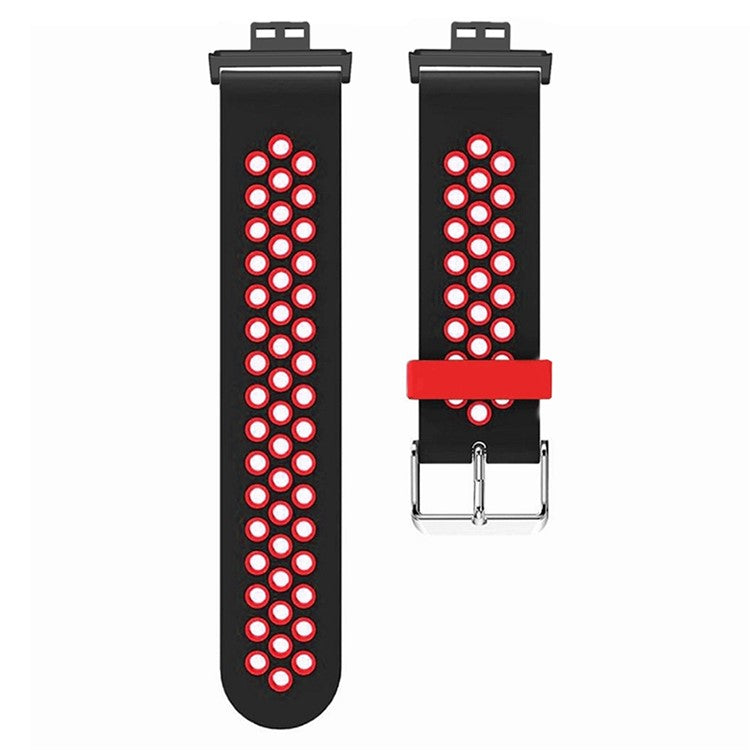 For Huawei Watch Fit / Watch Fit Special Edition Dual Color Silicone Watch Band with Breathable Holes - Black+Red