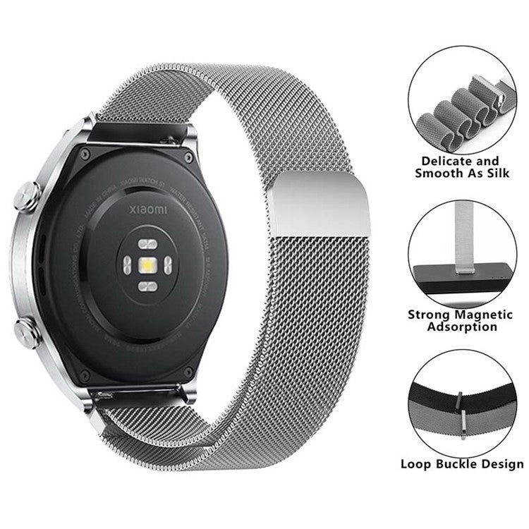 KALEBOL KLB-ML-001 For Samsung Galaxy Watch3 45mm / Huawei Watch Ultimate Milanese Watch Strap 22mm Magnetic Metal Watch Band - Space Grey