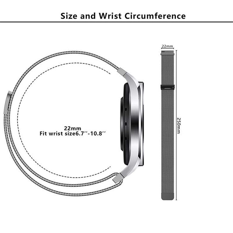 KALEBOL KLB-ML-001 For Samsung Galaxy Watch3 45mm / Huawei Watch Ultimate Milanese Watch Strap 22mm Magnetic Metal Watch Band - Space Grey