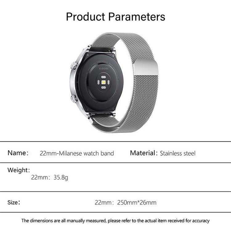 KALEBOL KLB-ML-001 For Samsung Galaxy Watch3 45mm / Huawei Watch Ultimate Milanese Watch Strap 22mm Magnetic Metal Watch Band - Starlight