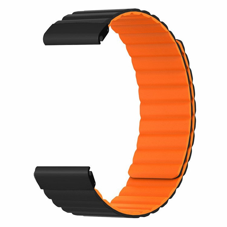 For Coros Vertix 2 / Garmin Fenix 7X / 6X / 5X Silicone Watch Band Magnetic Strap Replacement with 26mm PC Connector - Black+Orange