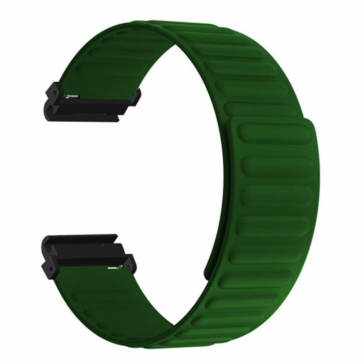 For Huami Amazfit Falcon / Garmin Fenix 7 / 6 / 5 Magnetic Watch Band Silicone Replacement Strap with 22mm PC Connector - Army Green