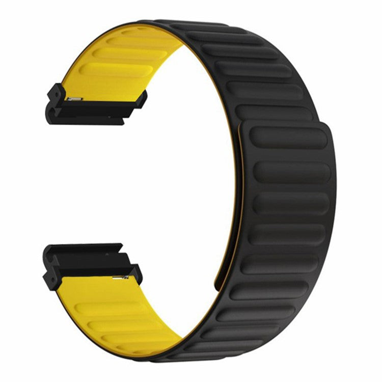 For Garmin Fenix 7S / 6S / 5S Watch Band Replacement Magnetic Silicone Strap with 20mm PC Connector - Black+Yellow