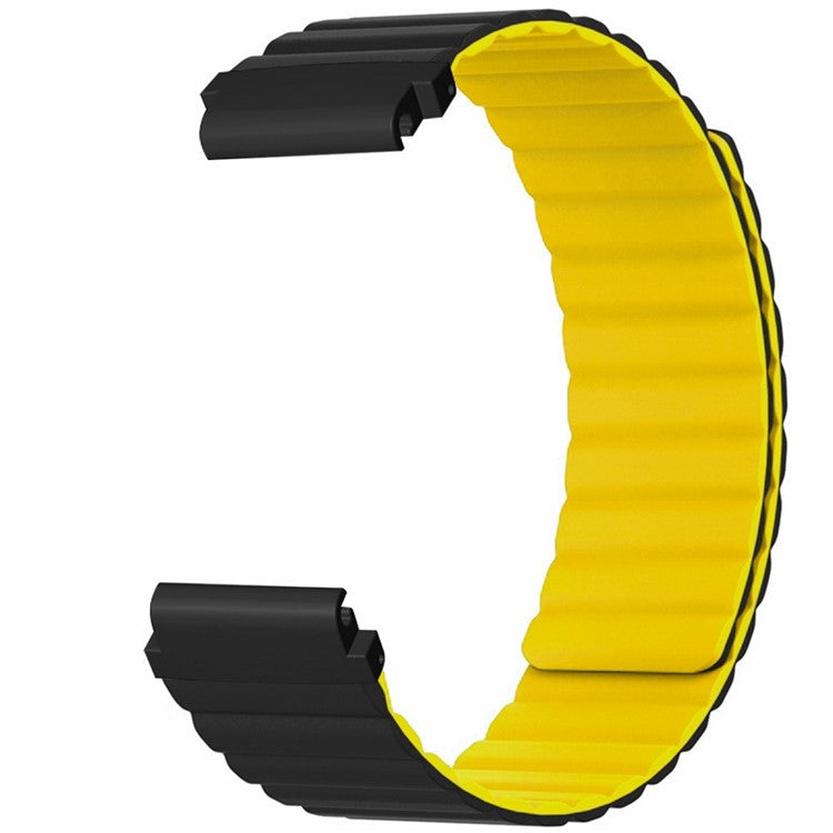 For Garmin Fenix 7S / 6S / 5S Watch Band Replacement Magnetic Silicone Strap with 20mm PC Connector - Black+Yellow