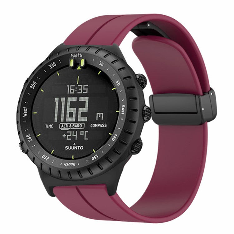 For Suunto Core Silicone Watch Bands Magnetic Buckle 22mm Strap Replacement - Wine Red