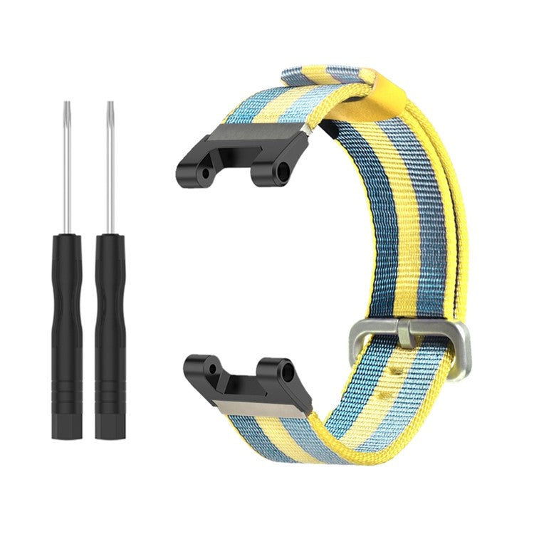 For Huami Amazfit T-Rex / T-Rex Pro Canvas Watch Band Quick Release Watch Strap with Stainless Steel Buckle - Lemon Yellow