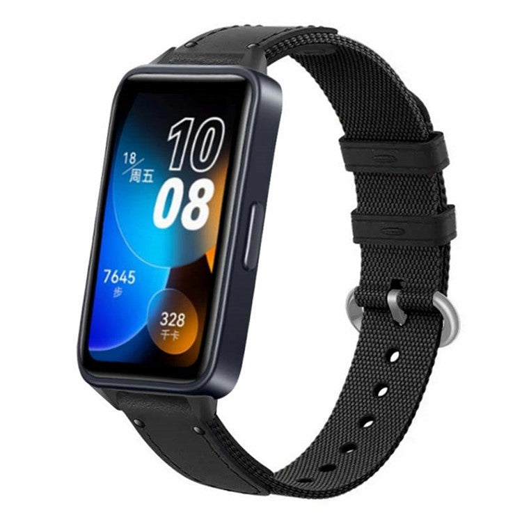 For Huawei Band 8 / Band 8 NFC / Band 9 / Band 9 NFC Replacement Watch Band Quick Release Nylon Watch Strap with Alloy Buckle - Black