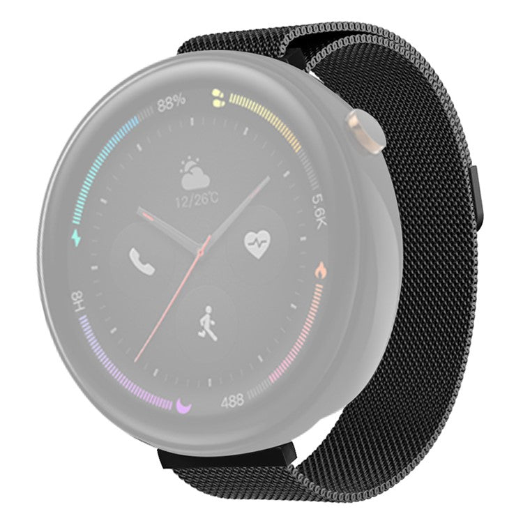 For Huami Amazfit Verge 2 (A1807) Magnetic Watch Band Metal Milanese Loop Wrist Strap - Black