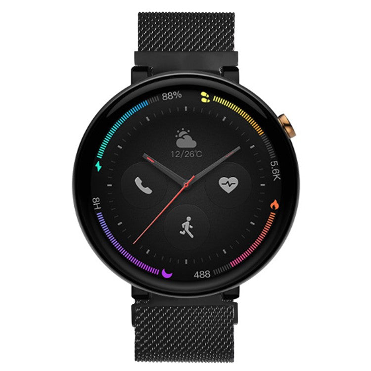 For Huami Amazfit Verge 2 (A1807) Magnetic Watch Band Metal Milanese Loop Wrist Strap - Black