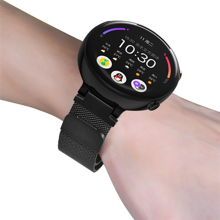 For Huami Amazfit Verge 2 (A1807) Magnetic Watch Band Metal Milanese Loop Wrist Strap - Black