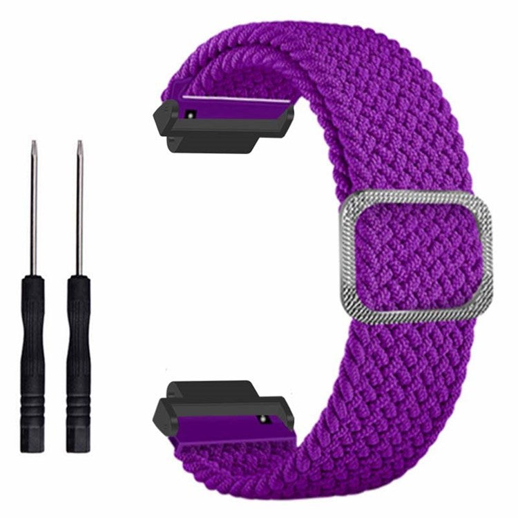For Garmin Forerunner 220 / 230 / 235 / 735XT / 620 / 630 Watch Strap Stretchy Braided Nylon Band - Purple