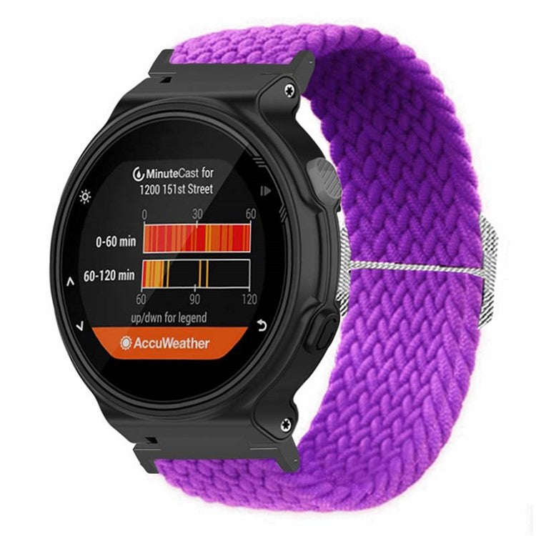 For Garmin Forerunner 220 / 230 / 235 / 735XT / 620 / 630 Watch Strap Stretchy Braided Nylon Band - Purple
