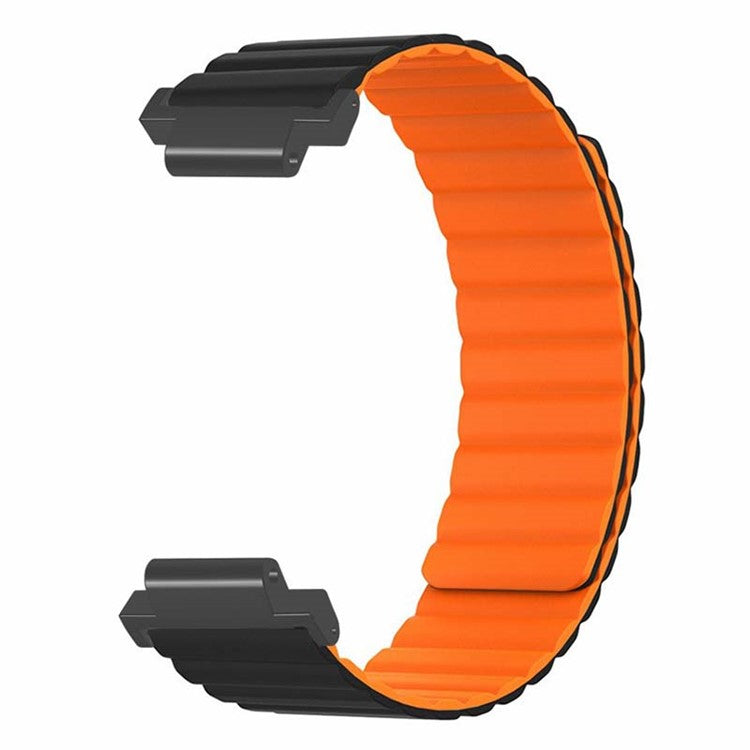 For Garmin Forerunner 220 / 230 / 235 / 735XT / 620 / 630 Silicone Strap Magnetic Smartwatch Bands - Black+Orange