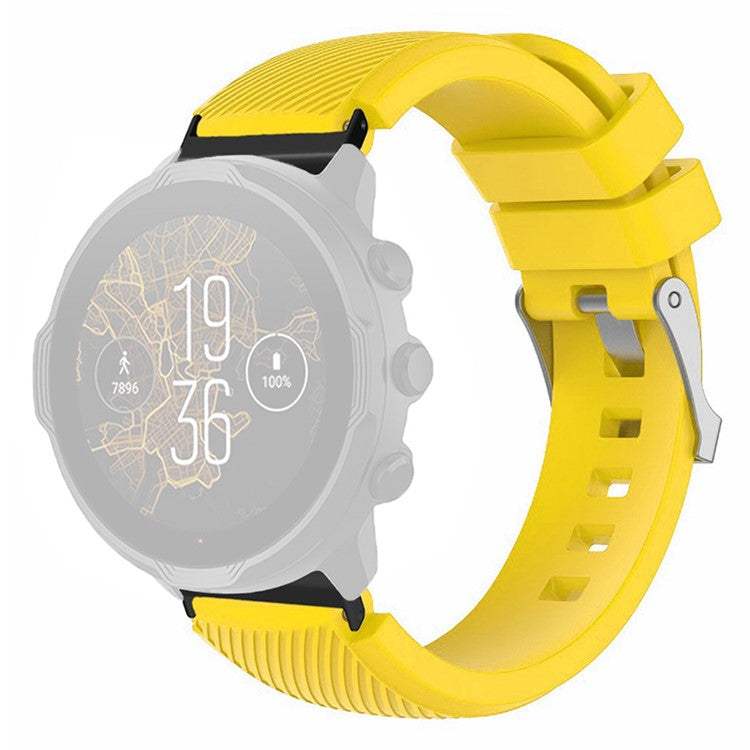 For Suunto Spartan Sport Wrist HR Baro / Suunto 7 Watch Strap 24mm Twill Texture Silicone Band - Yellow