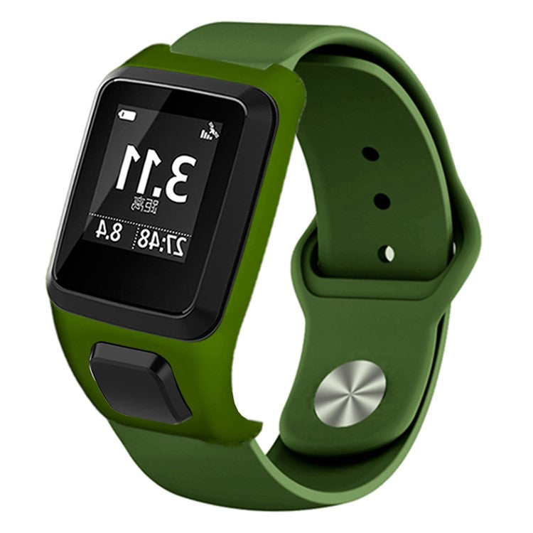 For TomTom Runner 3 / 2 / Adventurer Sport Bands Silicone Watch Strap with Case - Army Green