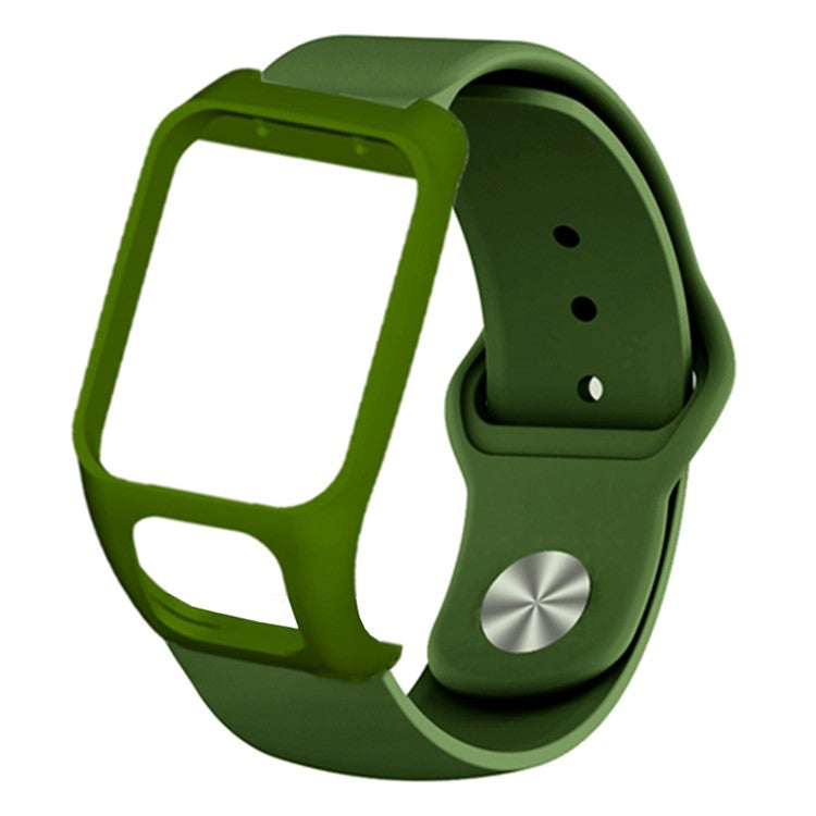 For TomTom Runner 3 / 2 / Adventurer Sport Bands Silicone Watch Strap with Case - Army Green