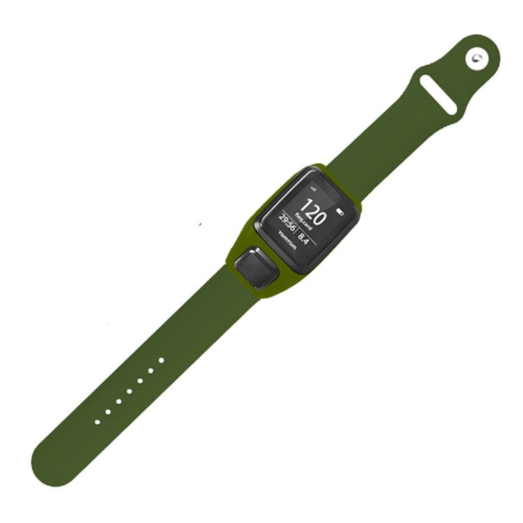 For TomTom Runner 3 / 2 / Adventurer Sport Bands Silicone Watch Strap with Case - Army Green