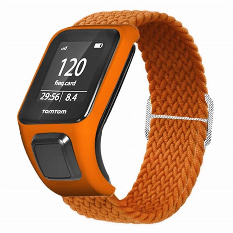For TomTom Runner 2 / 3 / Spark / Adventurer Watch Band Braided Adjustable Nylon Loop Strap with Case - Orange
