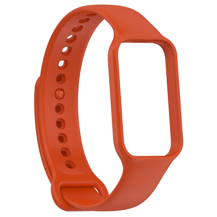 For Xiaomi Smart Band 8 Active / Redmi Band 2 Silicone Watch Band Replacement Wrist Strap with Watch Case - Orange