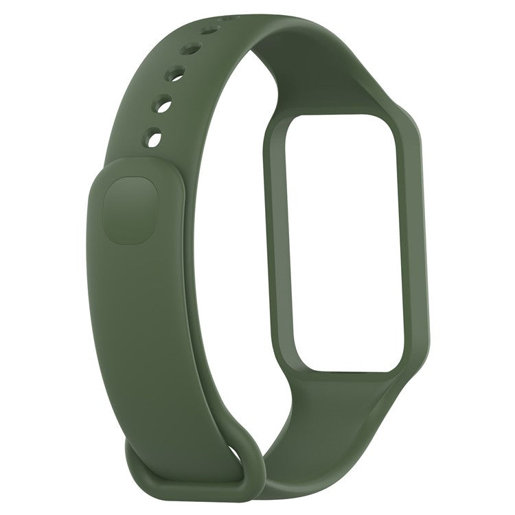 For Xiaomi Smart Band 8 Active / Redmi Band 2 Silicone Watch Band Replacement Wrist Strap with Watch Case - Dark Green