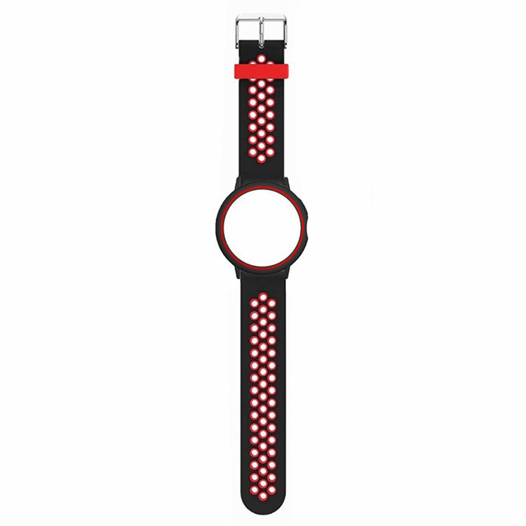 For Google Pixel Watch / Pixel Watch 2 Watch Strap Dual Color Silicone Band with Watch Case - Black+Red