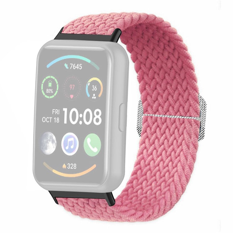 For Huawei Watch Fit 2 Adjustable Watch Strap Braided Elastic Wristband - Pink