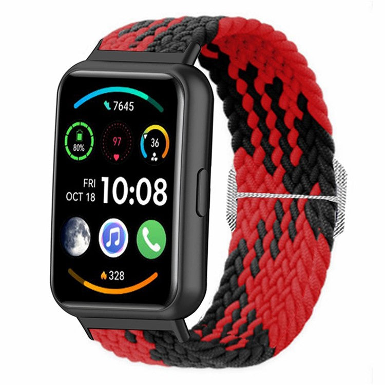 For Huawei Watch Fit 2 Adjustable Watch Strap Braided Elastic Wristband - Red
