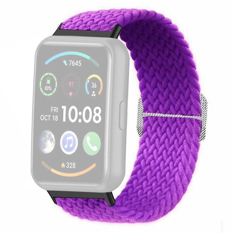For Huawei Watch Fit 2 Adjustable Watch Strap Braided Elastic Wristband - Purple